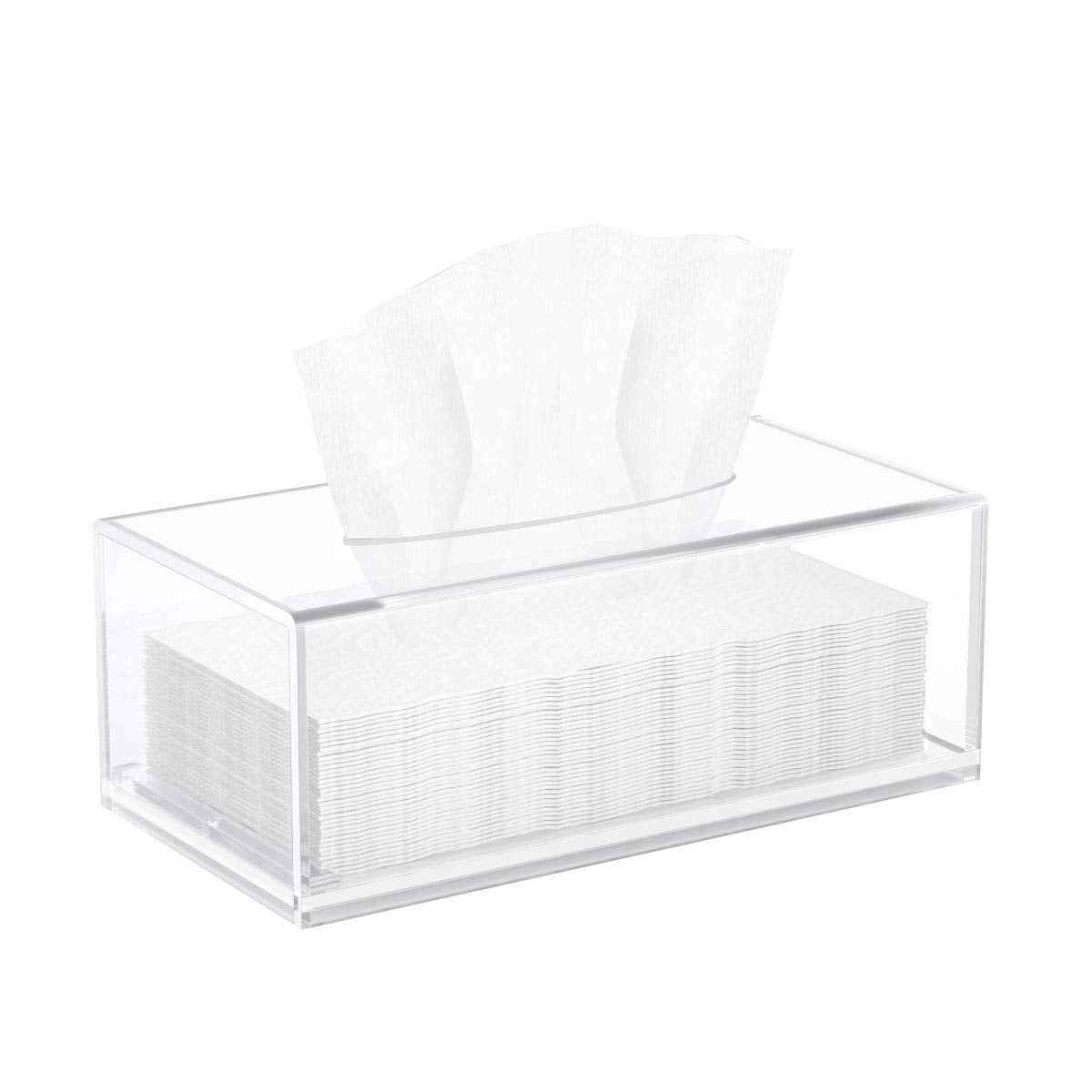 Hiimiei Acrylic Tissue Box Cover Clear Tissue Holder Napkin Dispenser For Home Office Restaurant