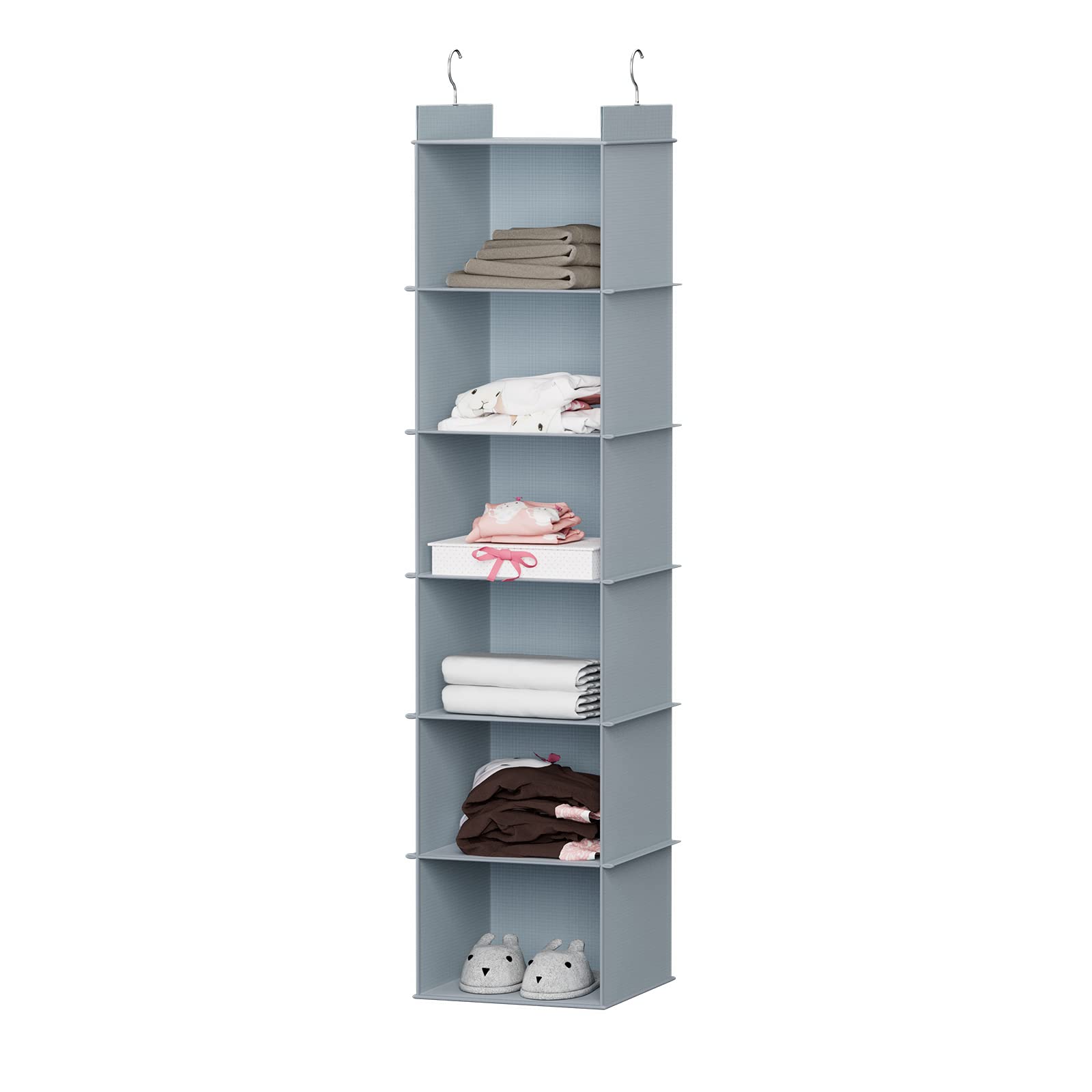 Youdenova Hanging Closet Organizer, 6-Shelf Closet Hanging Shelves, Grey