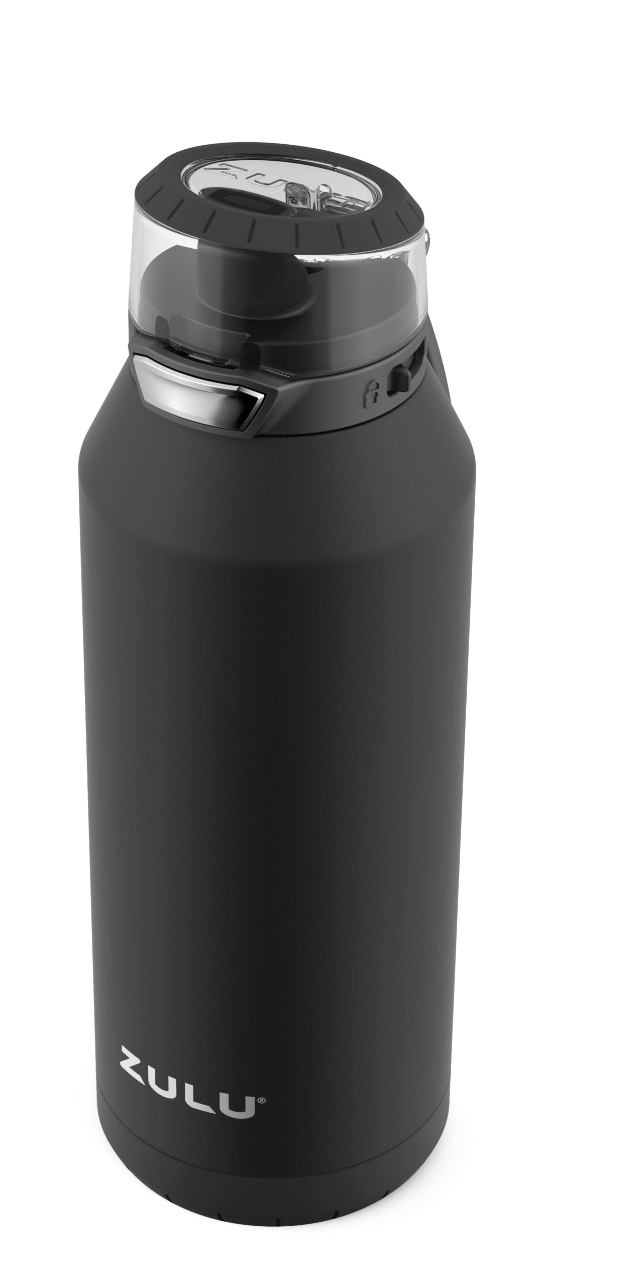 Zulu Swift Stainless Steel Vacuum Insulated Water Bottle With Covered Silicone Straw, 32Oz (Black)