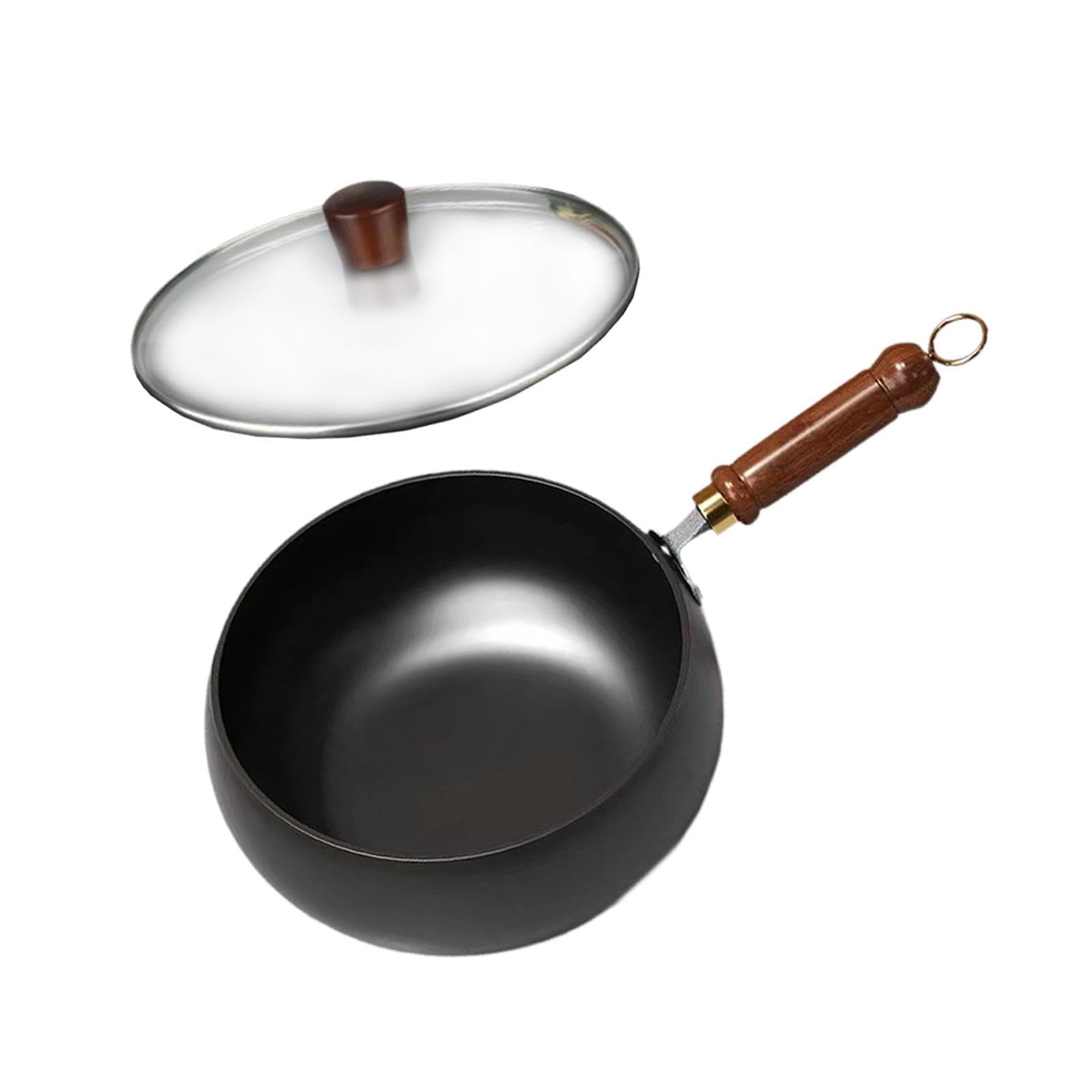 Myaddiction Nonstick Wok No Coating Gas Boiling Stir Fry Pan For Restaurant Camping Home Glass Lid