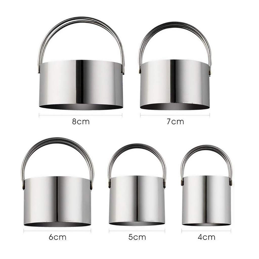 Hovico 5Pcs Biscuit Cutter Set, Stainless Steel Round Cookies Cutter Fondant Cutters With Handle For Cutting Thick Or Thin Dough