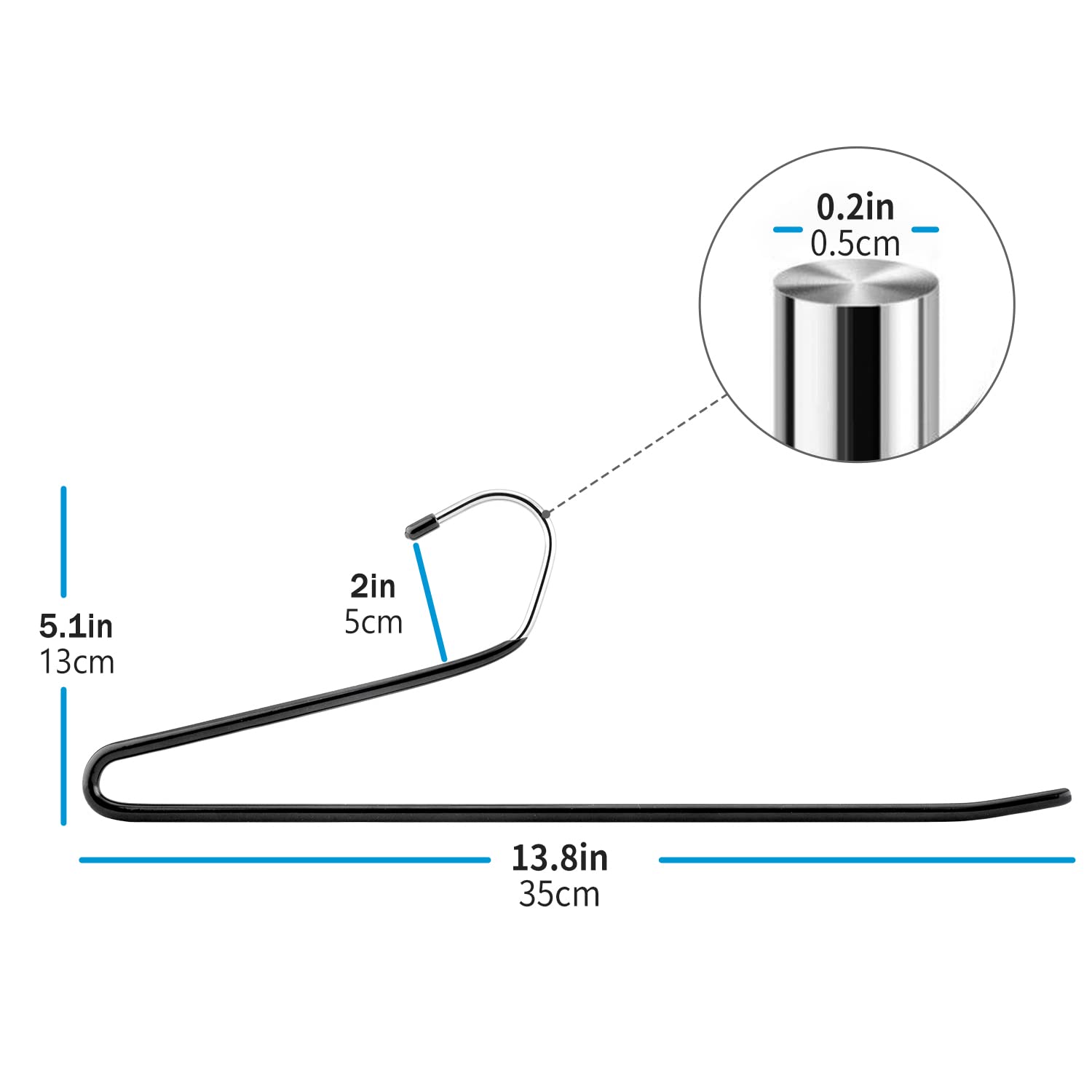 Corodo Pants Hangers, 20 Pack Non Slip Metal Pants Hangers Space Saving, Rubber Coating Short Neck Hangers