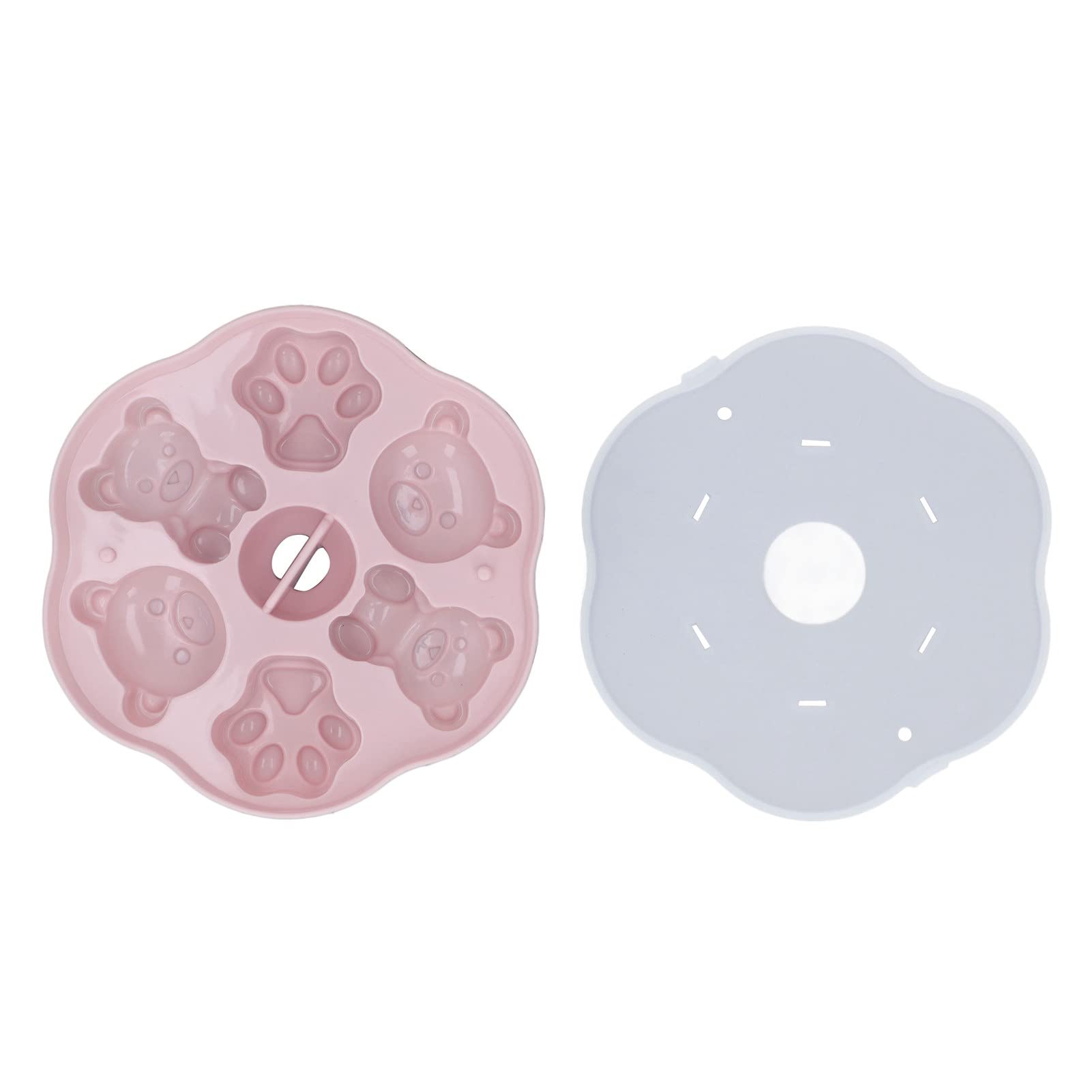Rengue Bear Cat Silicone Ice Mold, 6x5.7 Inch With Matching Lid Pink
