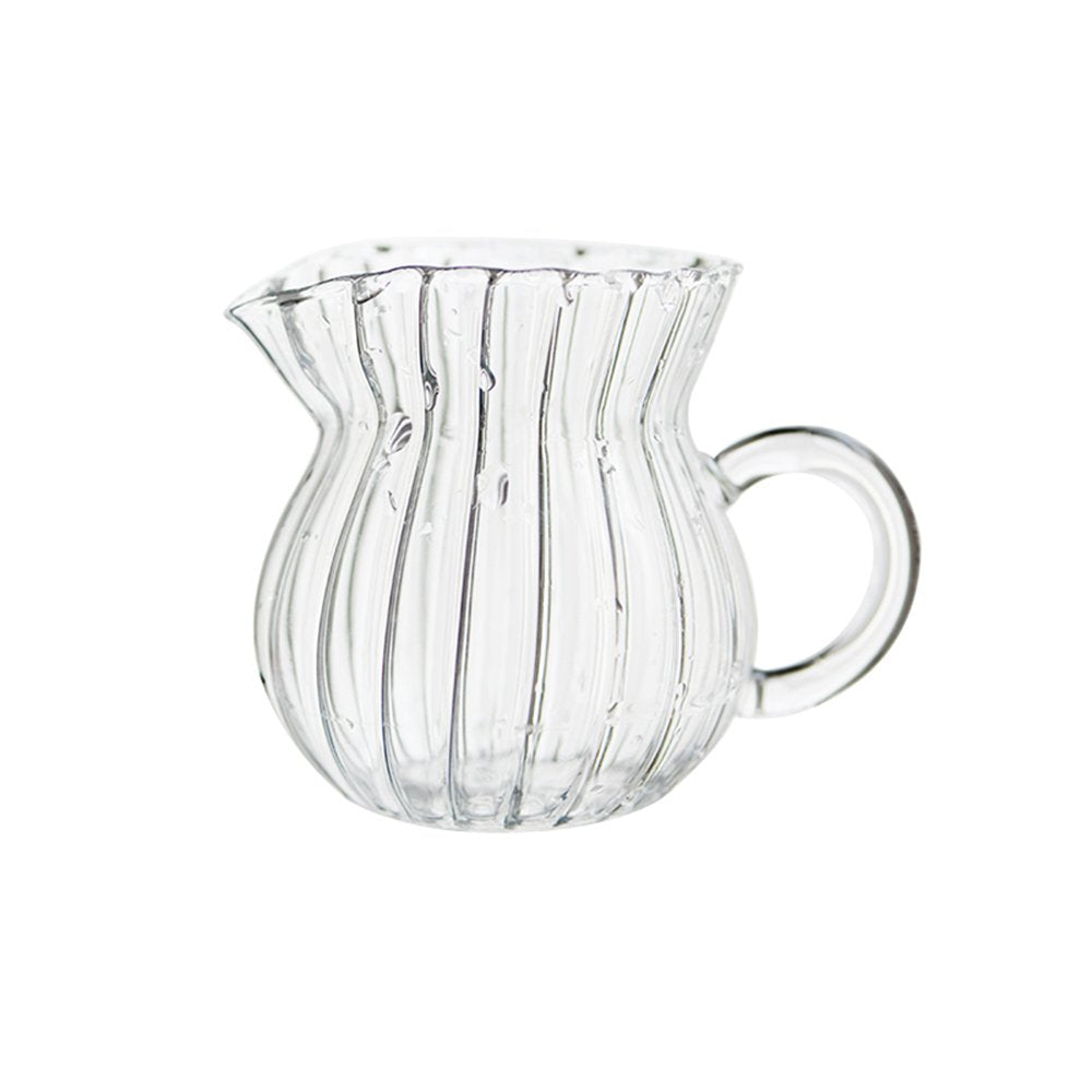 Choold Creative Embossed Stripe Clear Crystal Glass Creamer Pitcher/Serving Pitcher/Sauce Pitcher/Milk Coffee Creamer Jug For Ki