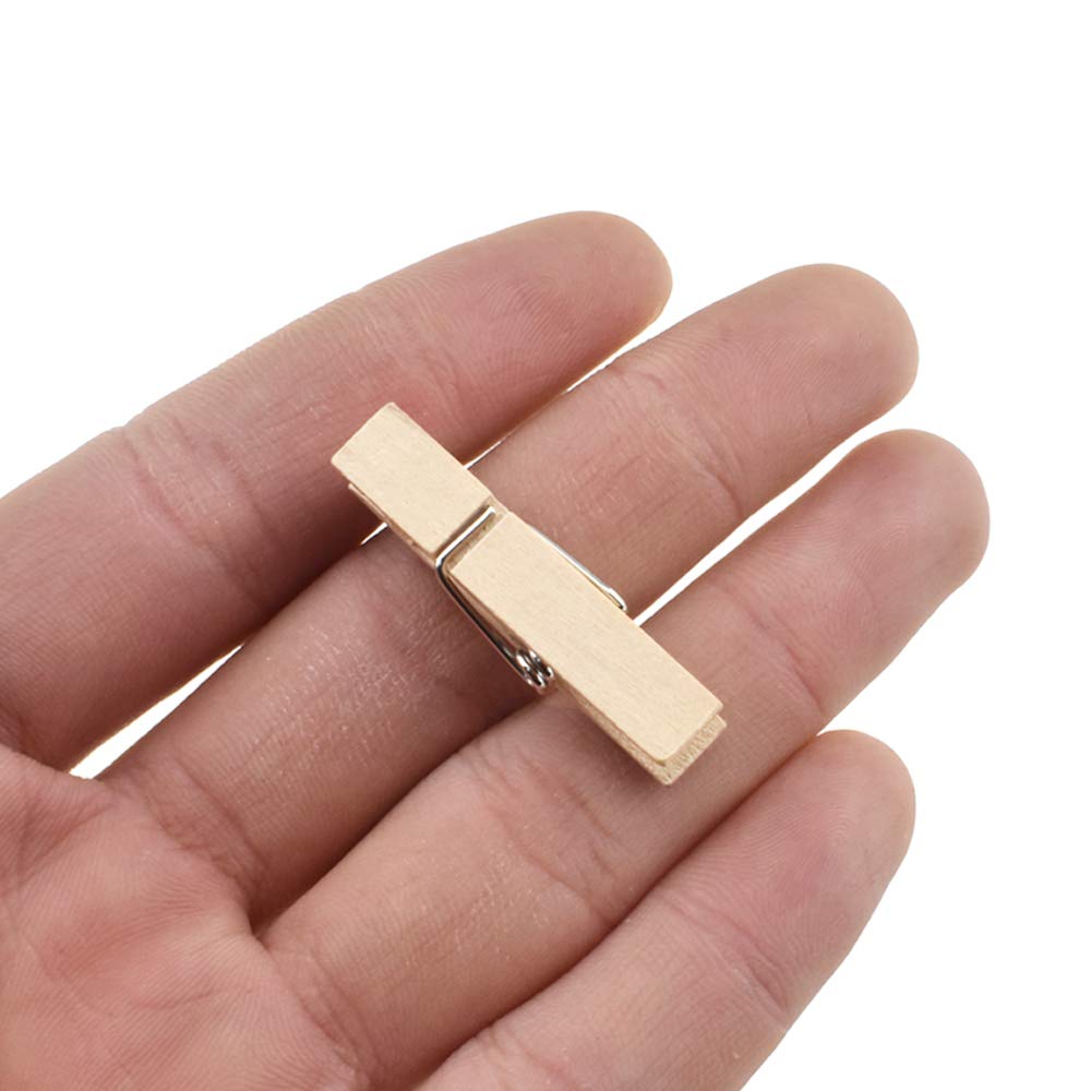 Hahiyo Wooden Clothes Pins Clothespins Small Do Not Fall Apart 1.38 Inches Length 60 Pack Sturdy Strong Springs No Rust No Disco