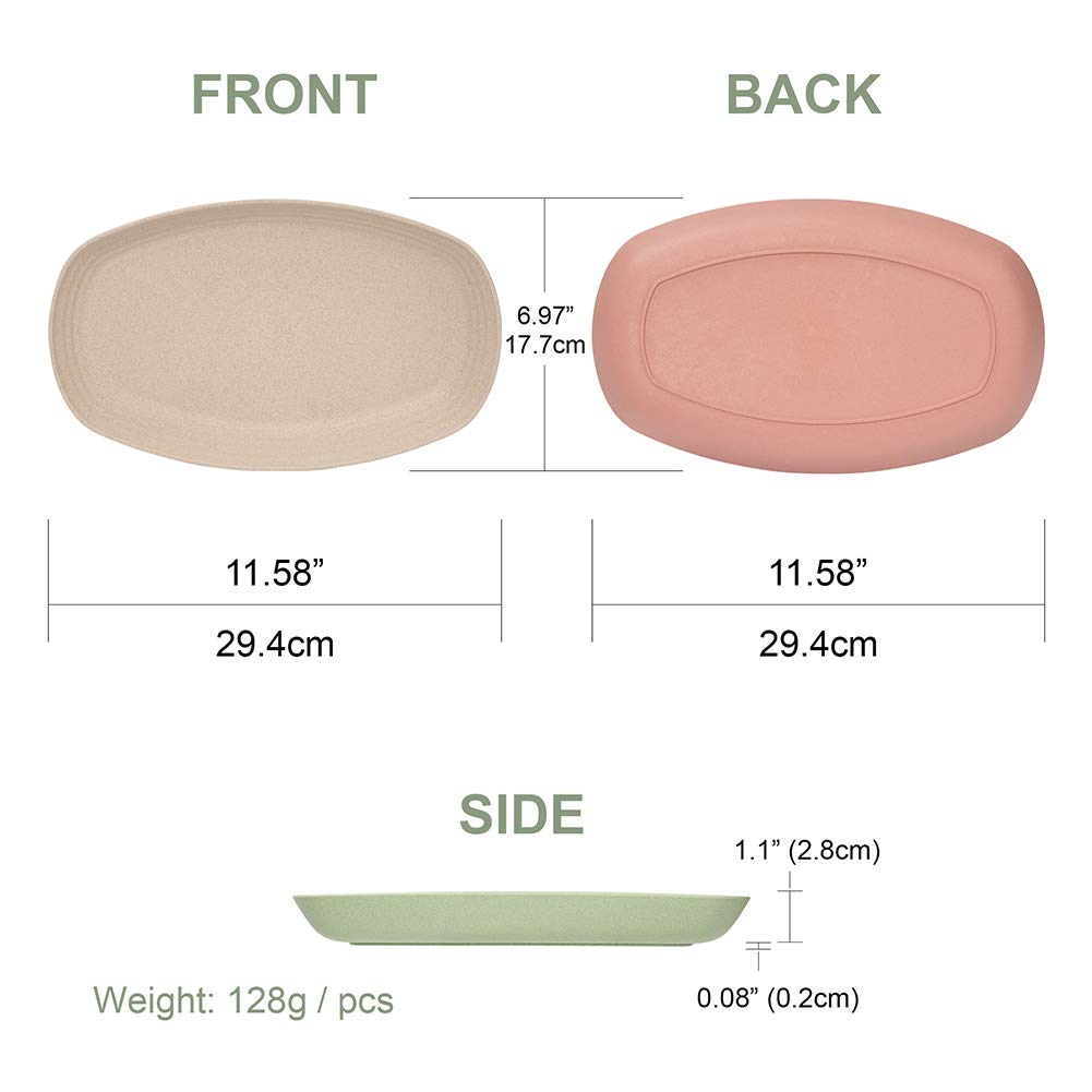 Hobein 6 Pack 11 Inch Wheat Straw Dinner Plates - Dishwasher & Microwave Safe Lunch Plates Reusable Eco-Friendly Lightweight Unb