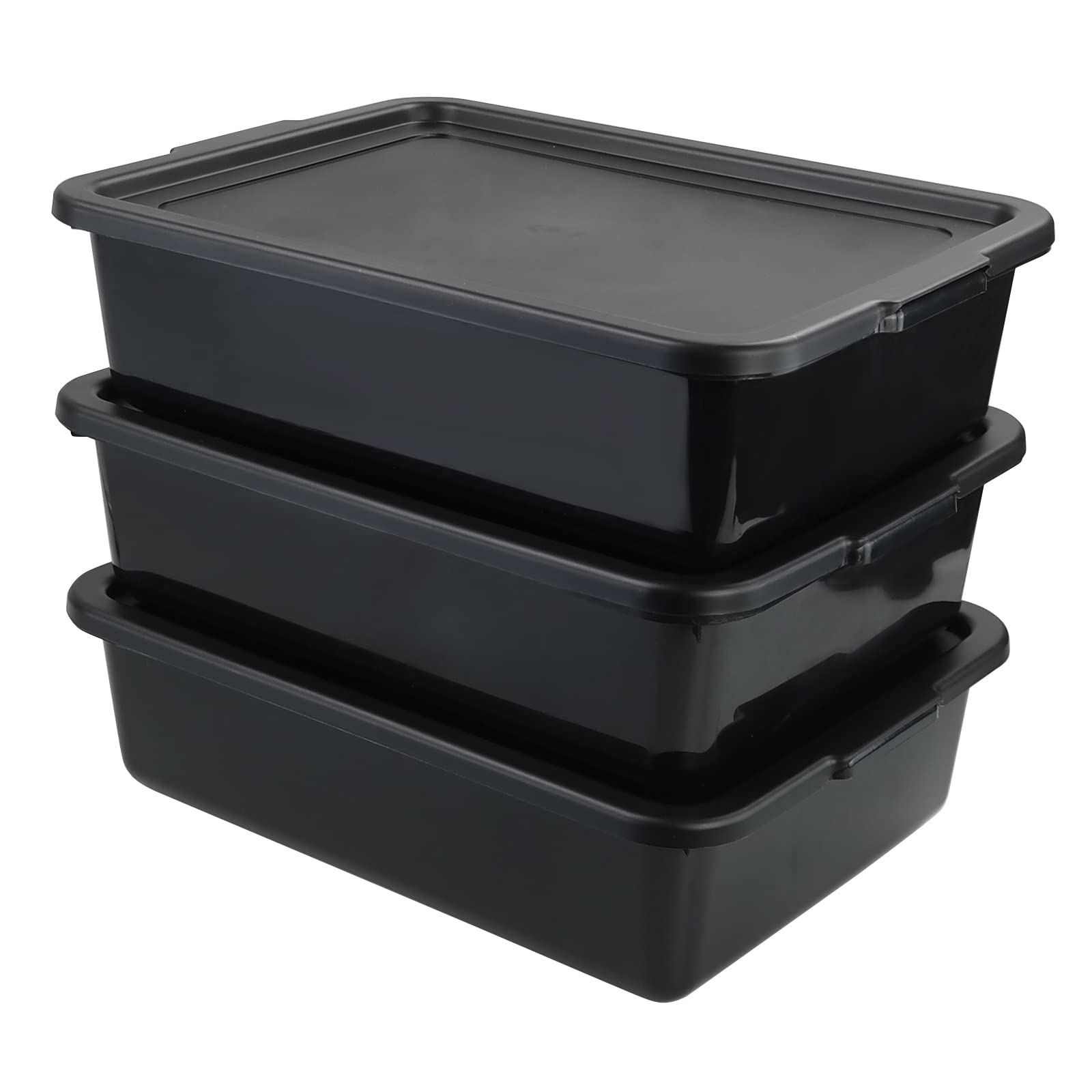 Tyminin Pack of 3 Food Service Bus/Utility Tote Box with Lid, 13 L