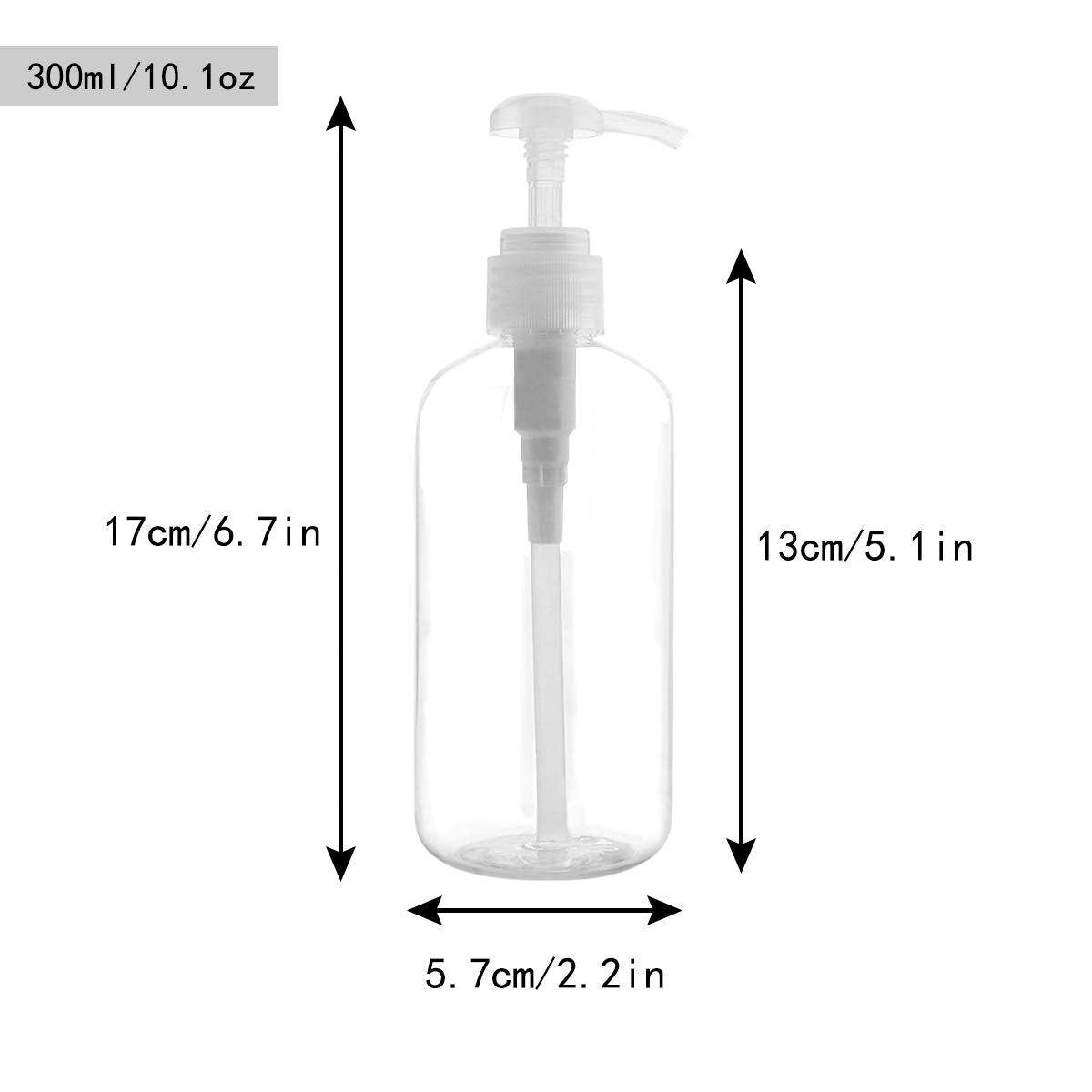 Pump Bottle Shampoo Pump Dispenser, Yebeauty Shampoo Bottles With Pump 10Oz Clear Empty Plastic Empty Refillable Shower Bottle D