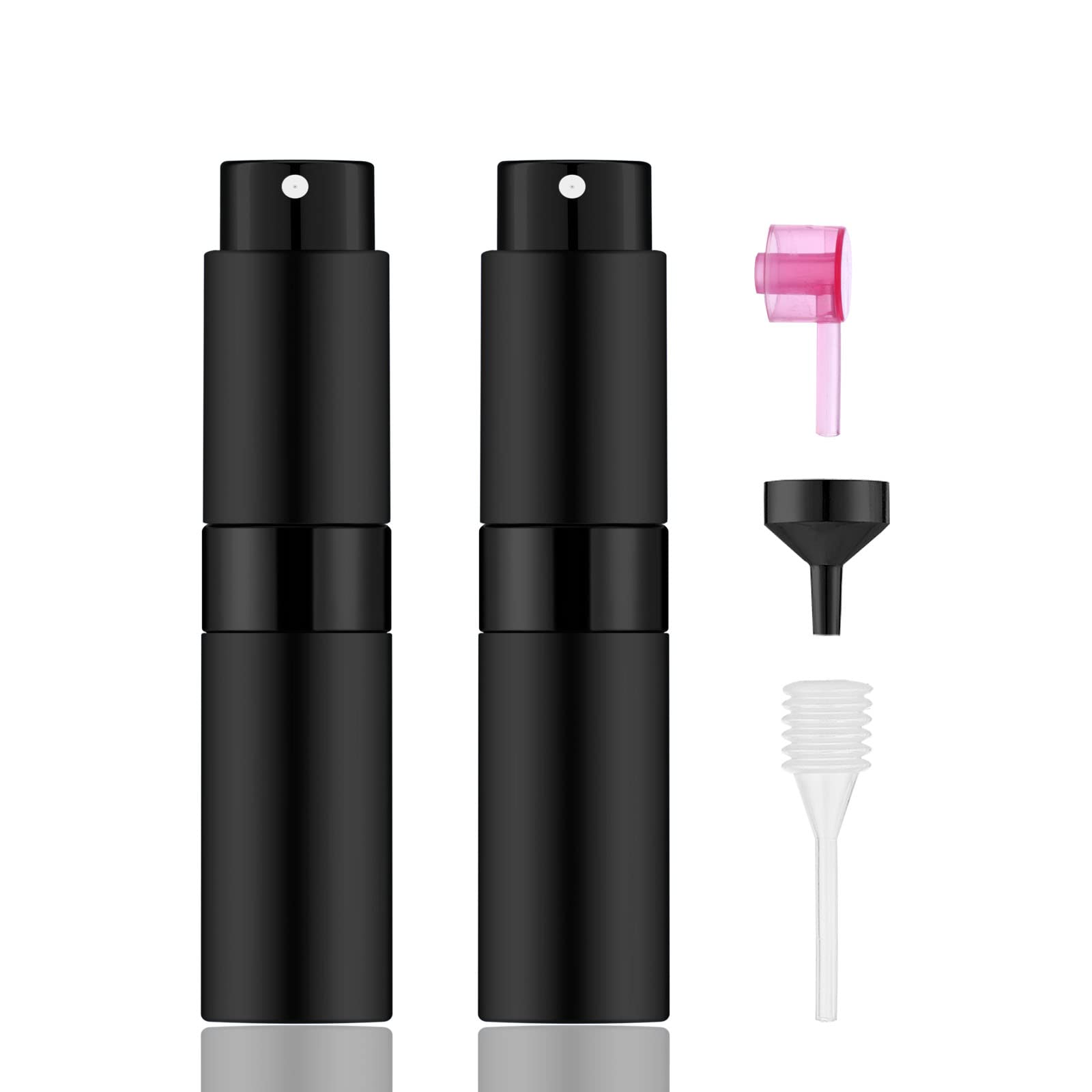 Iron Bill 2 Pcs/8Ml Portable Mini Perfume Atomizer Bottles, Empty Refillable Spray Bottle With 3 Types Of Refill Tools, Pocket T