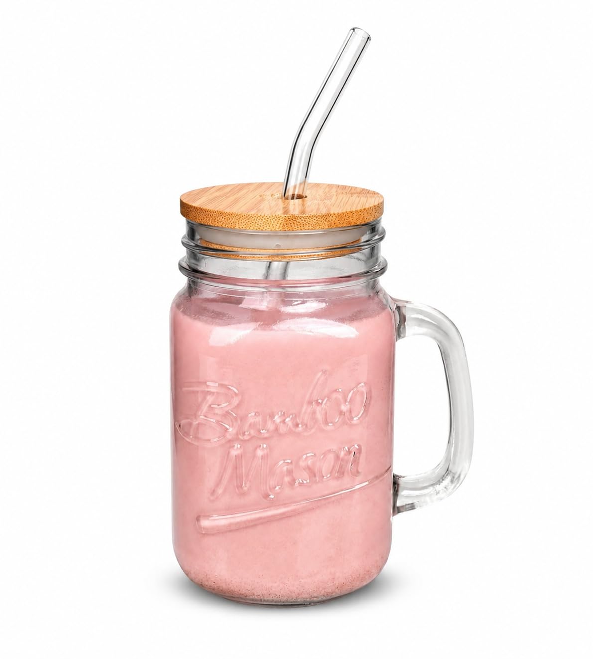 Diablos Mason Jar Drinking Glasses  450ml Coffee Mugs Glass Cups with Bamboo Lids and Straws Iced Coffee Sipper Juice, Milk, Sm