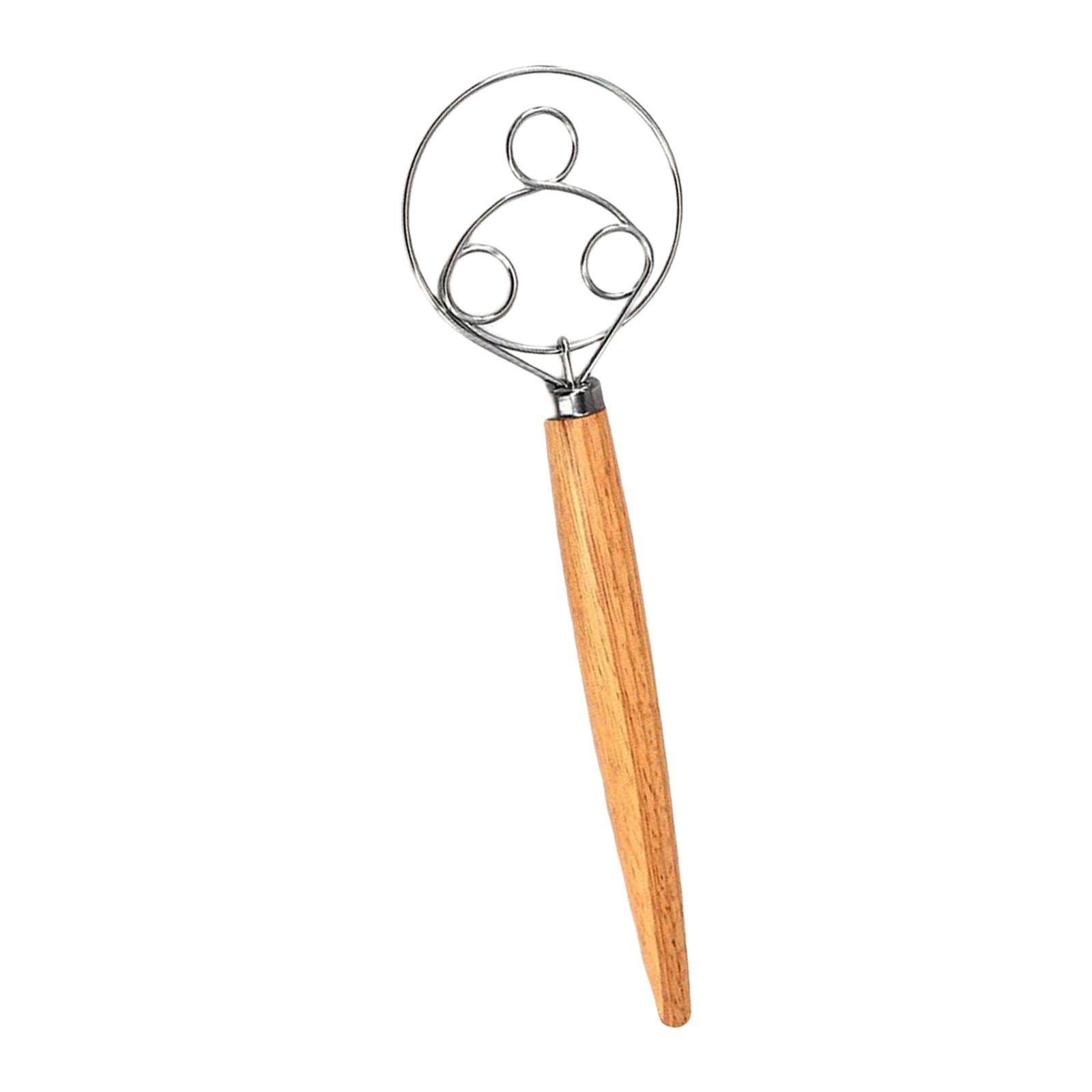 Ujeavette Hand Danish Dough Whisk Bread Mixing Tool 2 Eye Whisk For Pancakes Dessert
