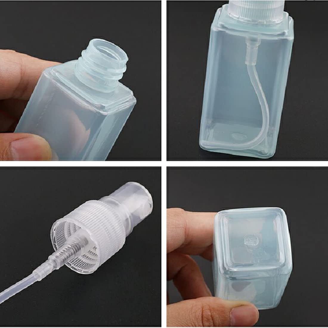 Spray Bottles 50 Ml (1.7 Oz), 4 Pack Empty Plastic Mini Travel Bottle Set With Fine Mist Portable Refillable Makeup Cosmetic Ato