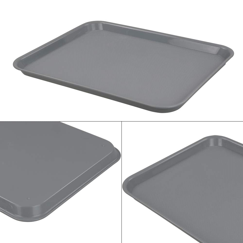 Begale Plastic Fast Food Serving Tray, Large Kitchen Dinner Tray, Set Of 4, Grey