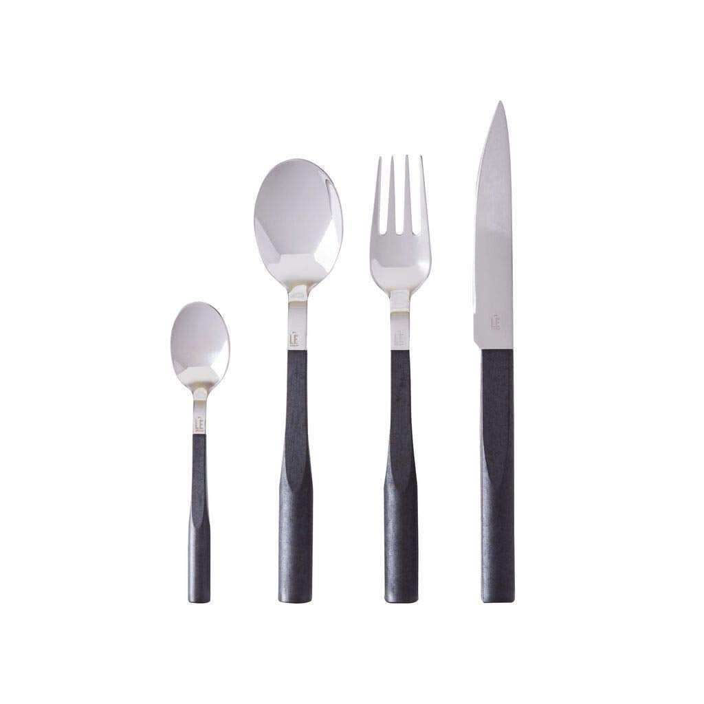Degrenne | Luxury French Flatware Set | L'E Starck Colored Collection | 24Pcs | Black Truffle