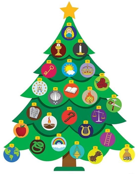 Jesse Tree Advent Calendar for Kids, Christmas Craft Kits, Catholic Religious Sticker Activity, Traditional Christian Countdown 
