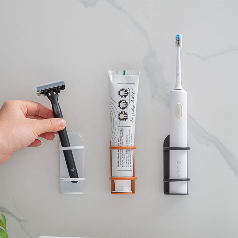 Toothbrush Holder Vanity Storage Rack Toothpaste Holder Free Punch Electric Toothbrush Body Base Stander For Bathroom (White)