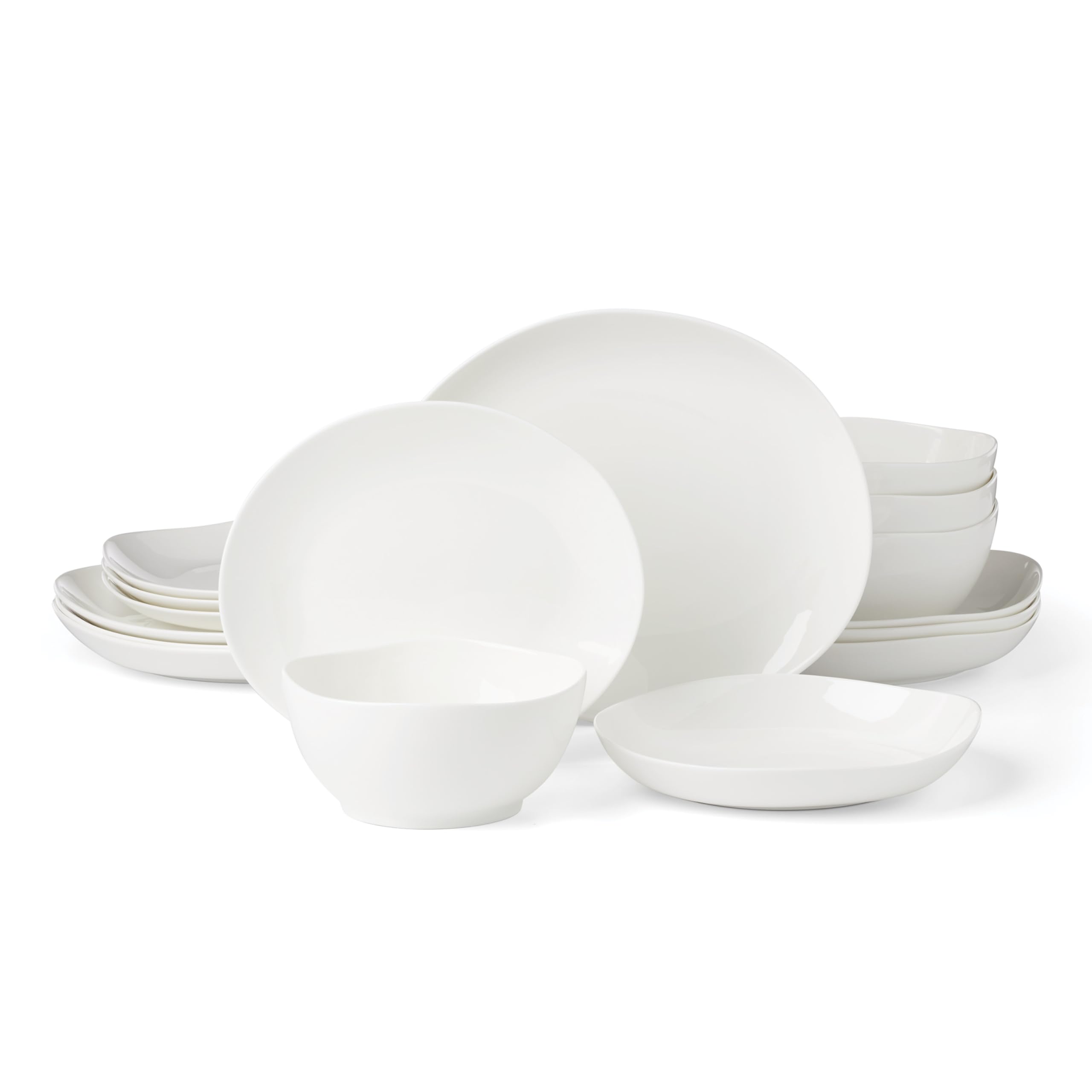 Lenox Dinnerware Set, Studio 1414 Curve 16-Piece Set, Service For 4, Bone China Material, Dishwasher & Microwave Safe, Home And 