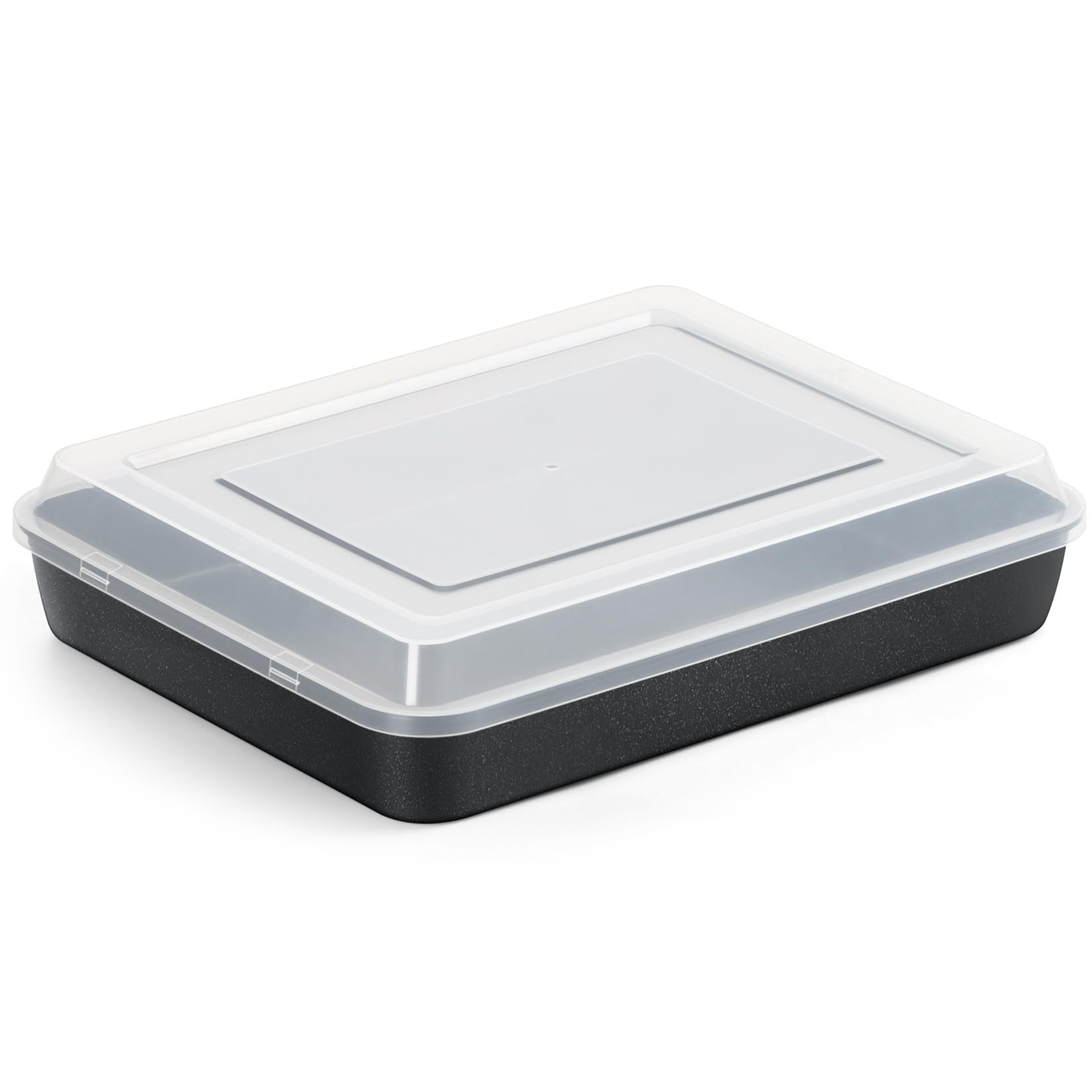 P&P CHEF 9.7 x 12.5 Inch Baking Pan with Lid, Nonstick Rectangular Cake Lasagna Pan for Roasting Baking Storing, Stainless Steel