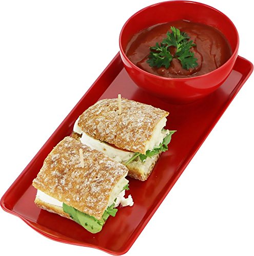 Calypso Basics Melamine Plastic Tidbit Bpa-Free, Food Safe, Multipurpose Platter Serving Tray, Bathroom/Table Organizer, Red