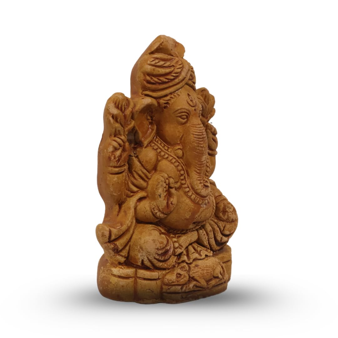 Vasamsa, Ganesha Idol, Eco-Friendly Clay Ganesha Idol For Home Decor, Pooja Room, Handcrafted Ganpati Murti, Small Ganesh Idol |