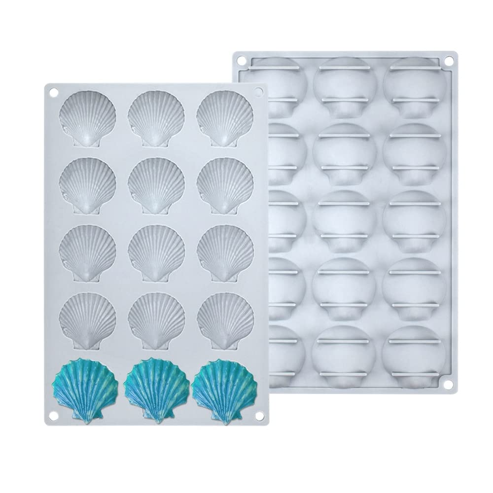 Mostsom Silicone Sea Shell Mold Baking Mould Ice Cube Tray Shell Shape Silicone Mold For Chocolate, Soap, Candle, Fondant Birthd