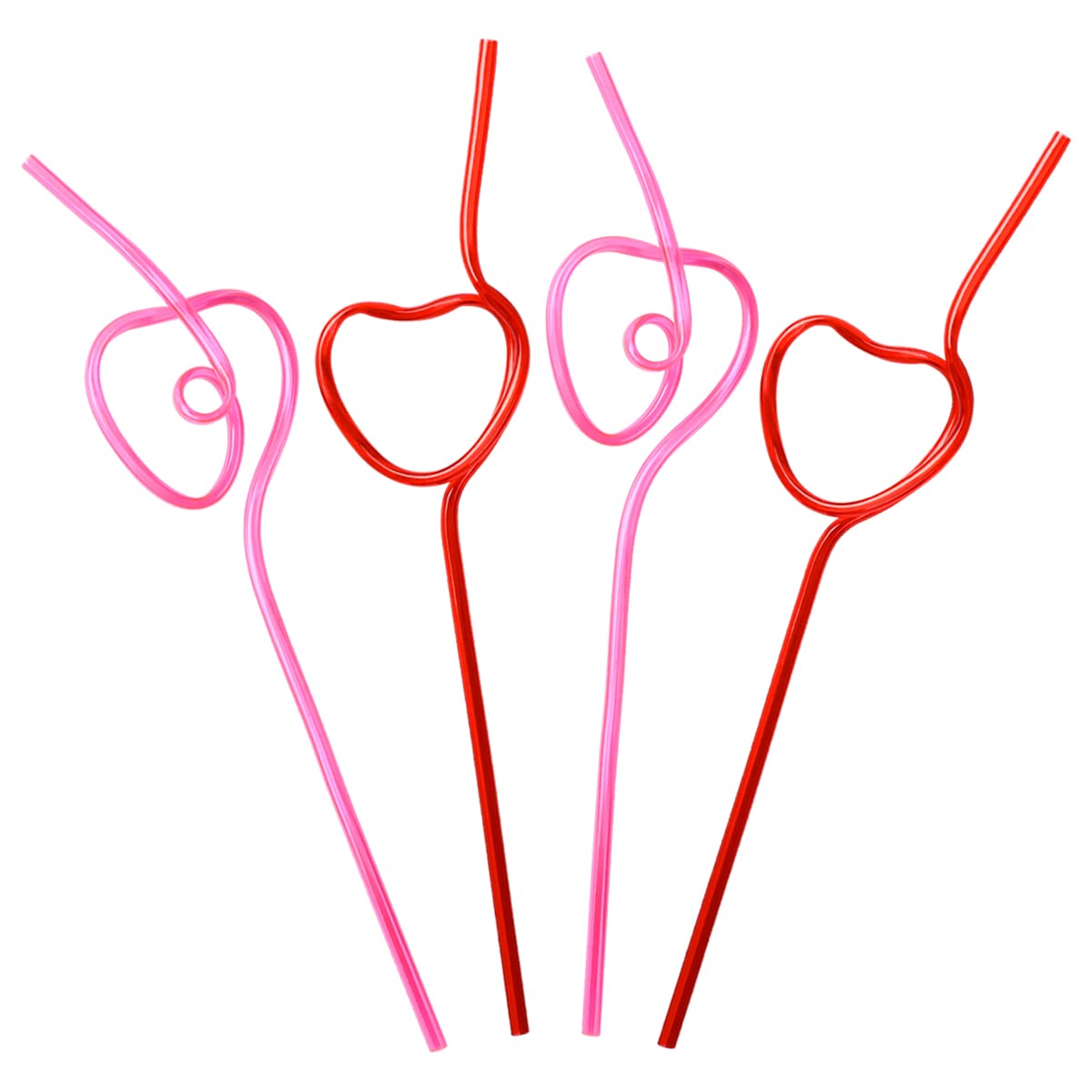36Pcs Heart Shaped Drinking Straws Krazy Loop - Valentines Day Party Supplies Decorations