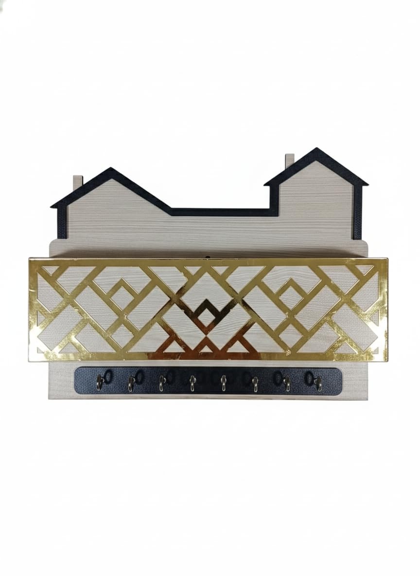 Artive Decor Wall Mounted Key Organizer, Modern Entryway Key Hook Rack With Mail Storage Shelf, Key Hanger For Wall 28X22X6 Cm, 