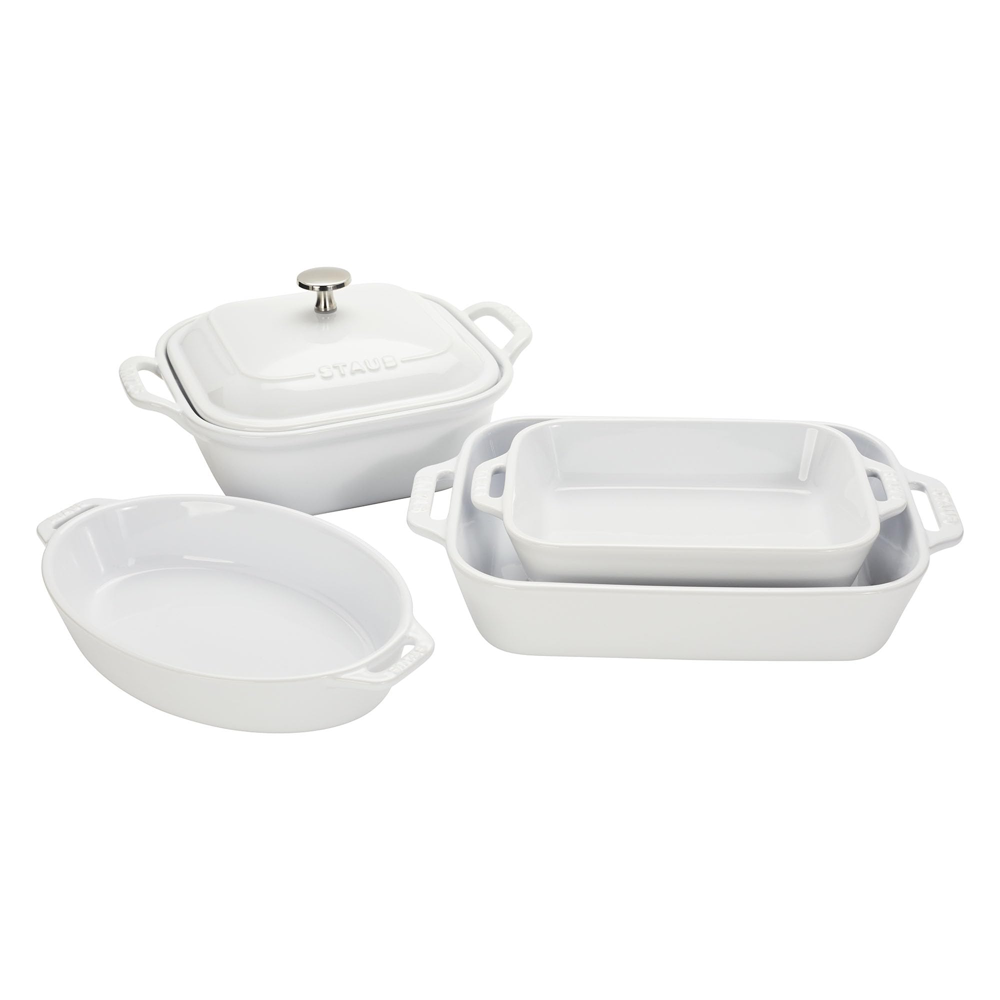 Staub Ceramic Stoneware 5pc Mixed Baking Dish Set  White