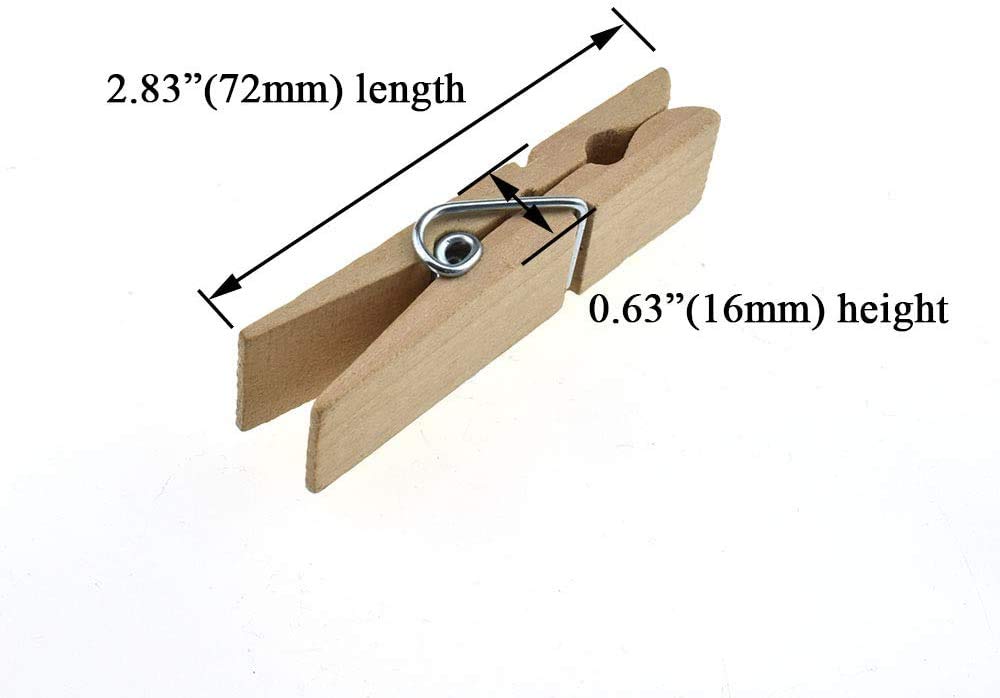 Hahiyo Wooden Clothes Pins Clothespins Extra Wide Do Not Fall Apart 2.83 Inches Length 28 Pack Sturdy Strong Springs No Rust No