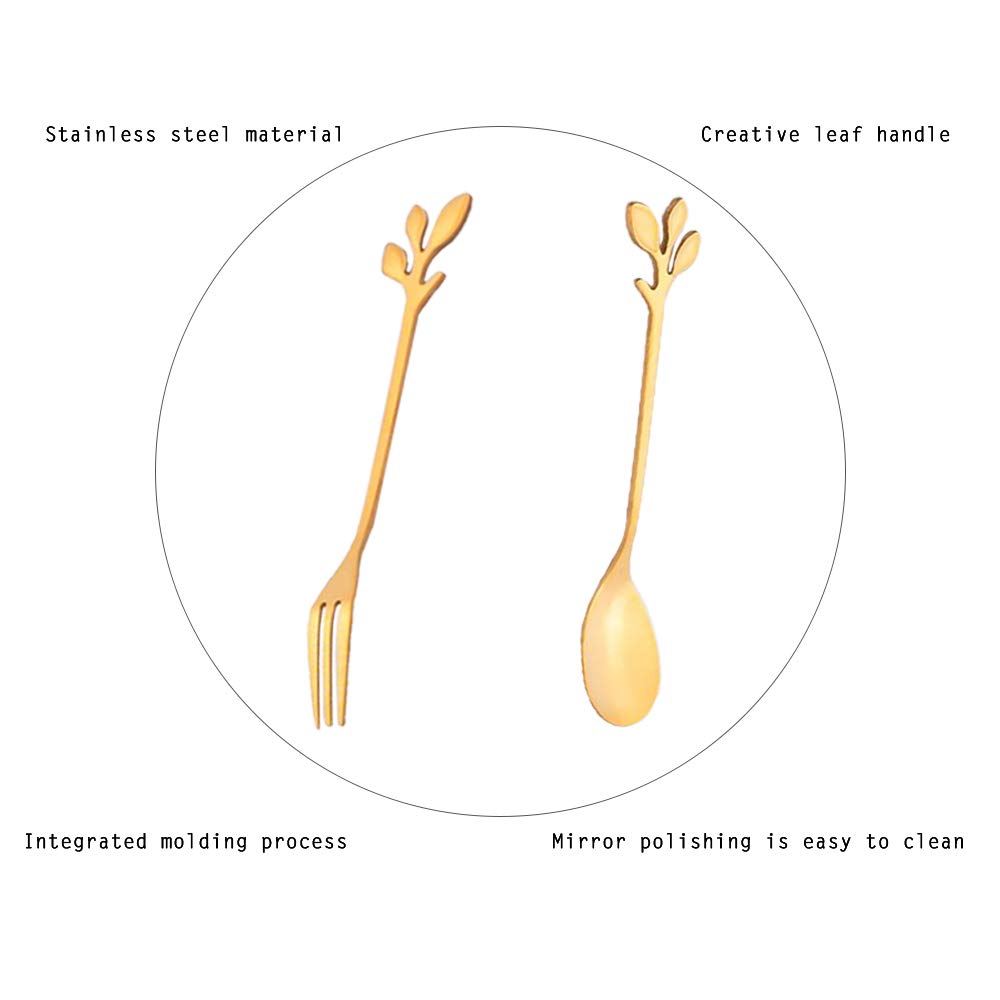 12Pack Stainless Steel Creative Coffee & Dessert Spoons, 4.8 Inches (Gold, Style 3)
