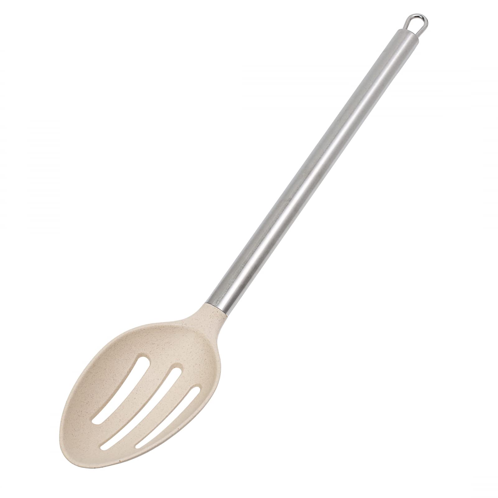 Beille Cream Wheat Straw Slotted Spoon with Stainless Steel Handle Kitchen Utensils, 13 Inch