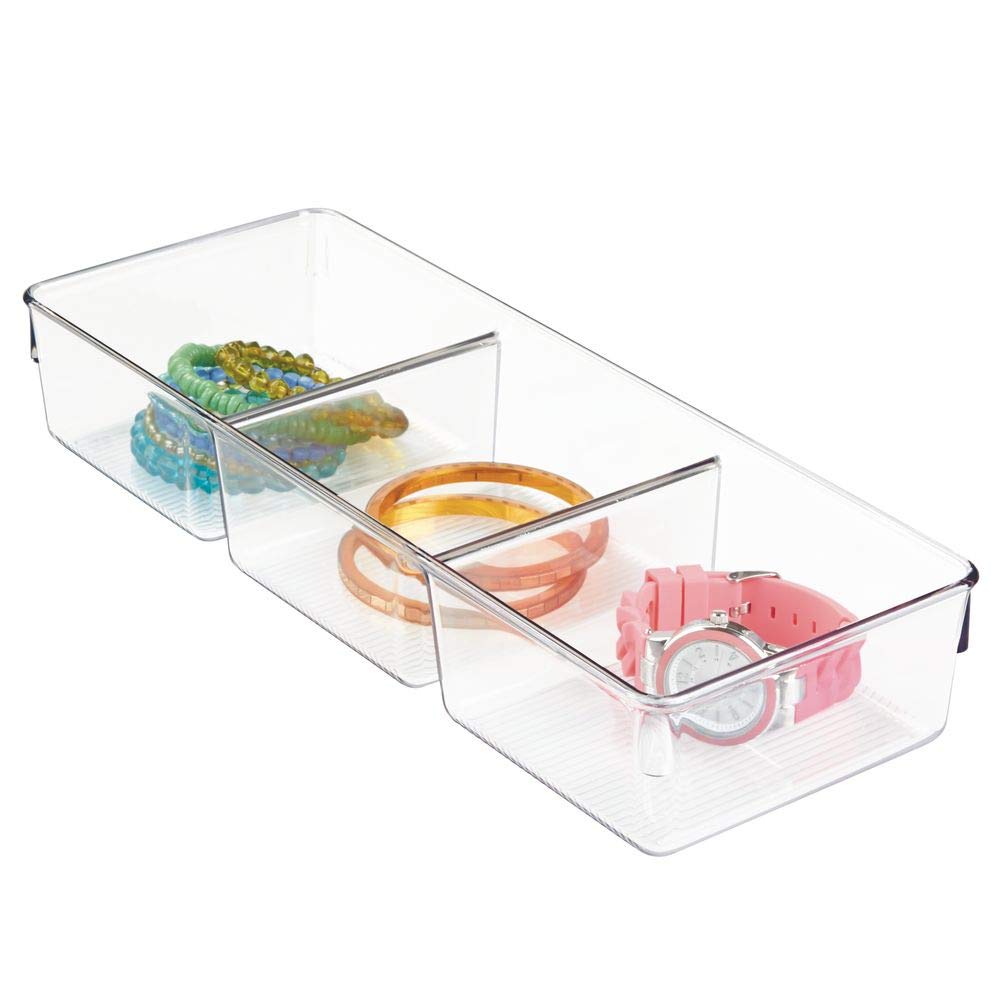 InterDesign Linus Dresser and Vanity Drawer Organizer, 13-inch by 5-inch by 2.25-inch, Clear