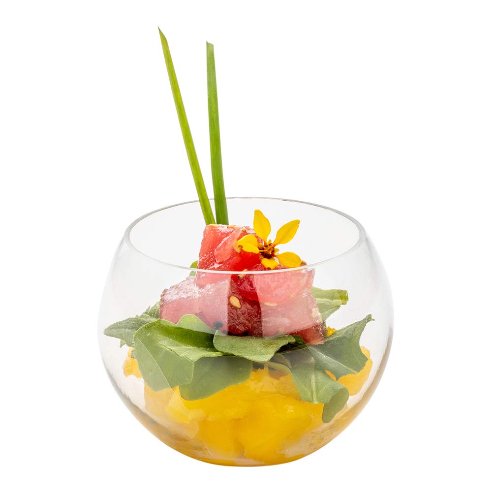Restaurantware 4 Ounce Round Plastic Bowls 100 Disposable Sphere Cups - Premium Does Not Shatter Easily Clear Plastic Appetizer