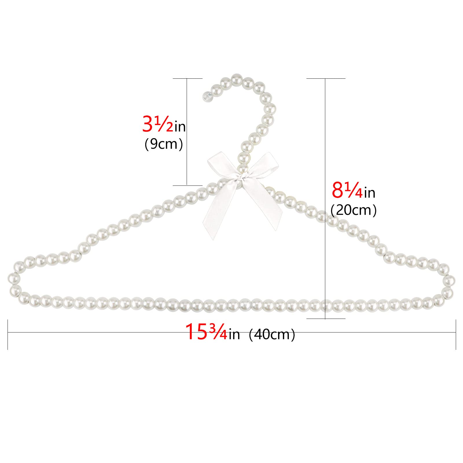 Adorila 5 Pack Pearl Clothes Hangers, Elegant Bridesmaid Hangers, Closet Coat Storage Organizer Bowknot Standard Wedding Hangers