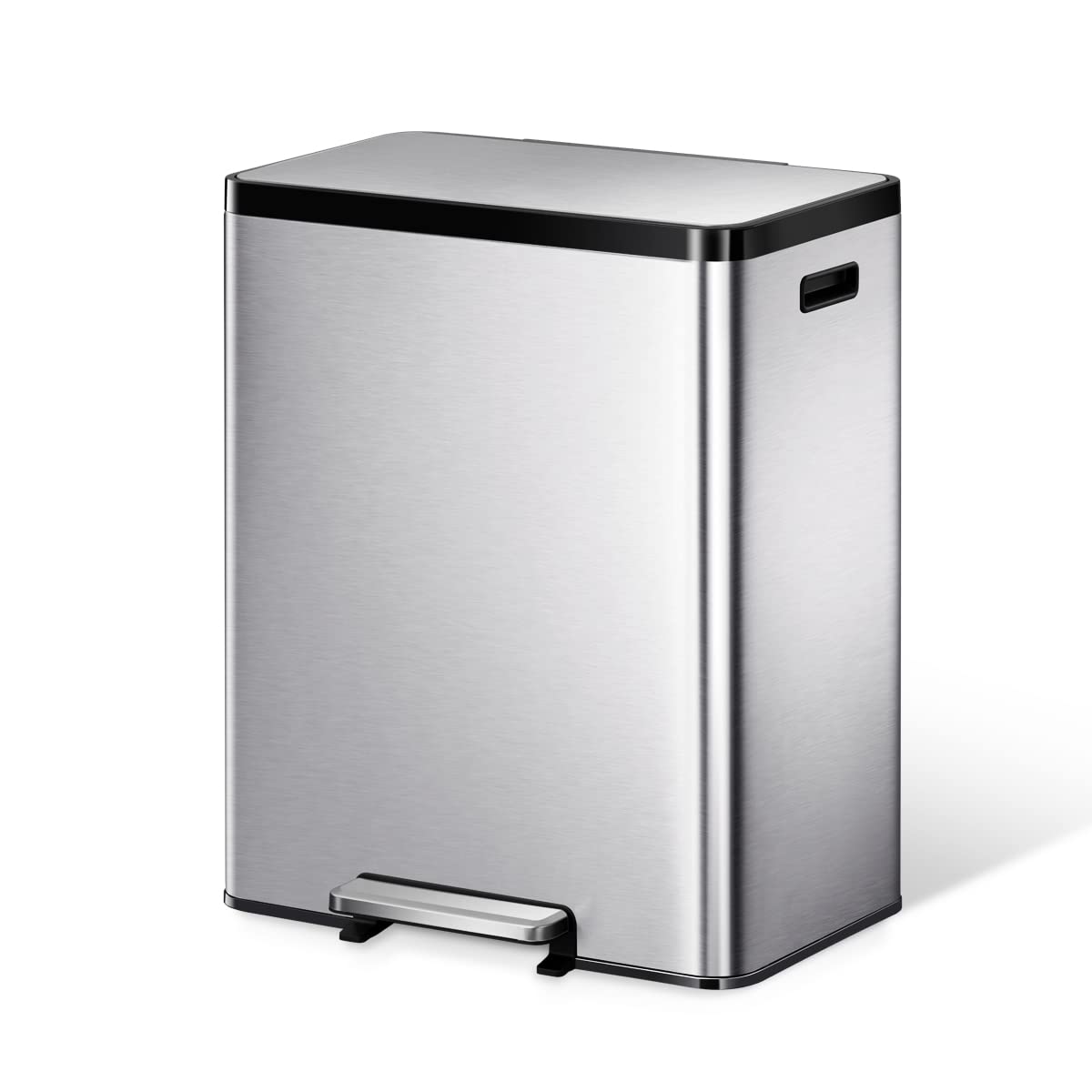 EKO EcoCasa II 36L+24L Dual Compartment Kitchen Recycle Trash Can  Stainless Steel Finish