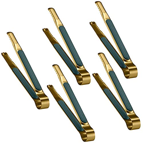 5 Pcs 25Cm Kitchen Cooking Tongs Bbq Food Serving Ice Cube Stainless Steel Buffet Party Serrated Handle