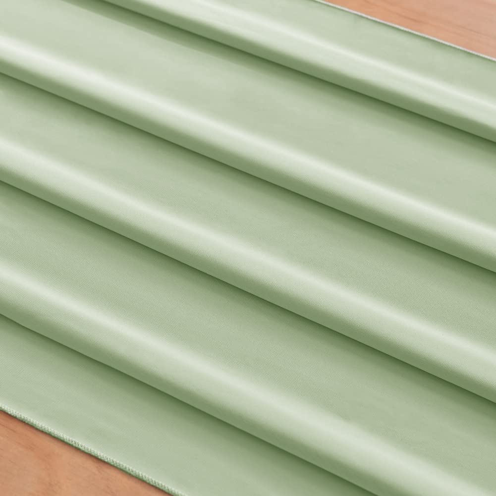 Socomi 10Ft Sage Green Chiffon Table Runner 29X120 Inches Wedding Runner Sheer Thanksgiving Christmas Bridal Shower Decorations