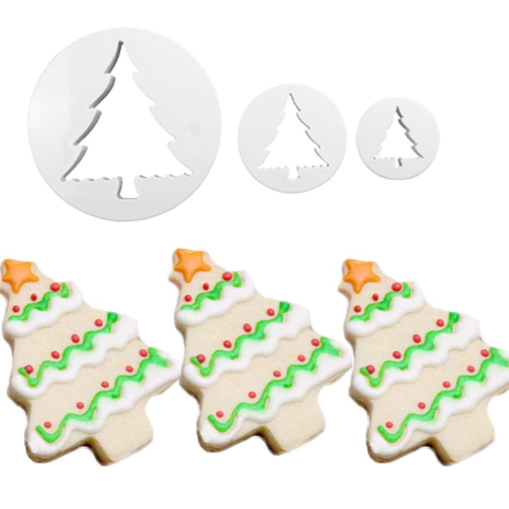 Inspee 22 Pieces Christmas Fondant Cake Cookie Plunger Cutter Sugarcraft Snowflake Snowman Christmas Tree Leaf Shape Decorating
