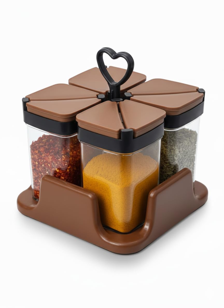 Sherux Cobraa 4 In 1 Spice Box With Stand | Masala Box For Kitchen Storage | Airtight Spice Containers With Lids | Seasoning Org