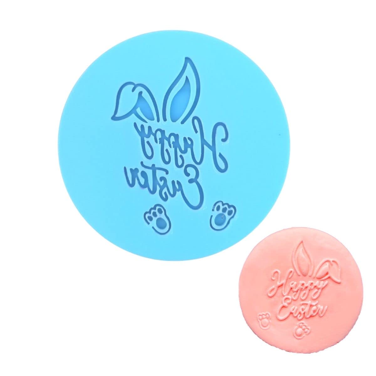 Crethinkaty Easter Cookie Stamp Happy Easter Rabbit Shapes 3D Design Fondant Embosser for Biscuit, Fondant,Decorating Cake,Sugar