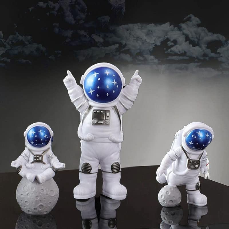 Street27 Resin Astronaut Spaceman Statue Ornament Home Office Desktop Figurine Decors Set Of 3 - Golden (Bluestar)