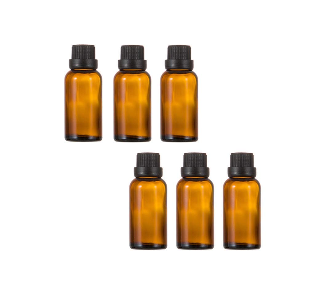 6Pcs Amber Glass Essential Oil Bottles With Orifice Reducer And Black Cap Empty Cosmetic Perfume Aromatherapy Storage Container