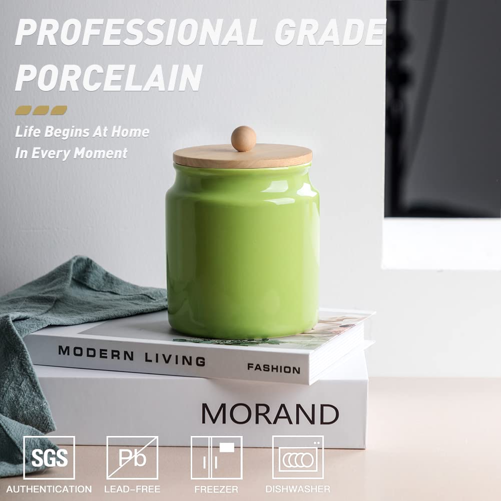 SWEEJAR Kitchen Canisters  28 FLOZ Ceramic Food Storage Jar with Bamboo Lid for Serving Coffee  Tea  Sugar  Salt (Green)