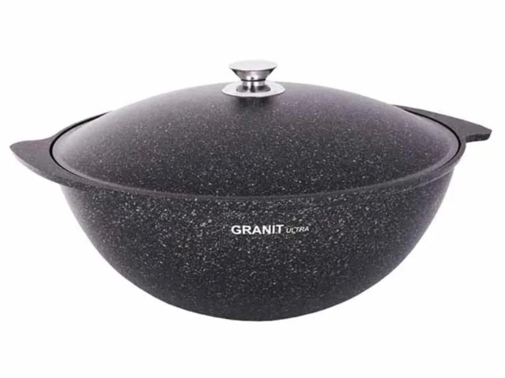 Aluminum Wok Kazan Cooking Pot Granit Ultra Non-Stick Kazan for Making Pilaf with Lid Camping Cookware Dutch Oven Kitchen Pot (9
