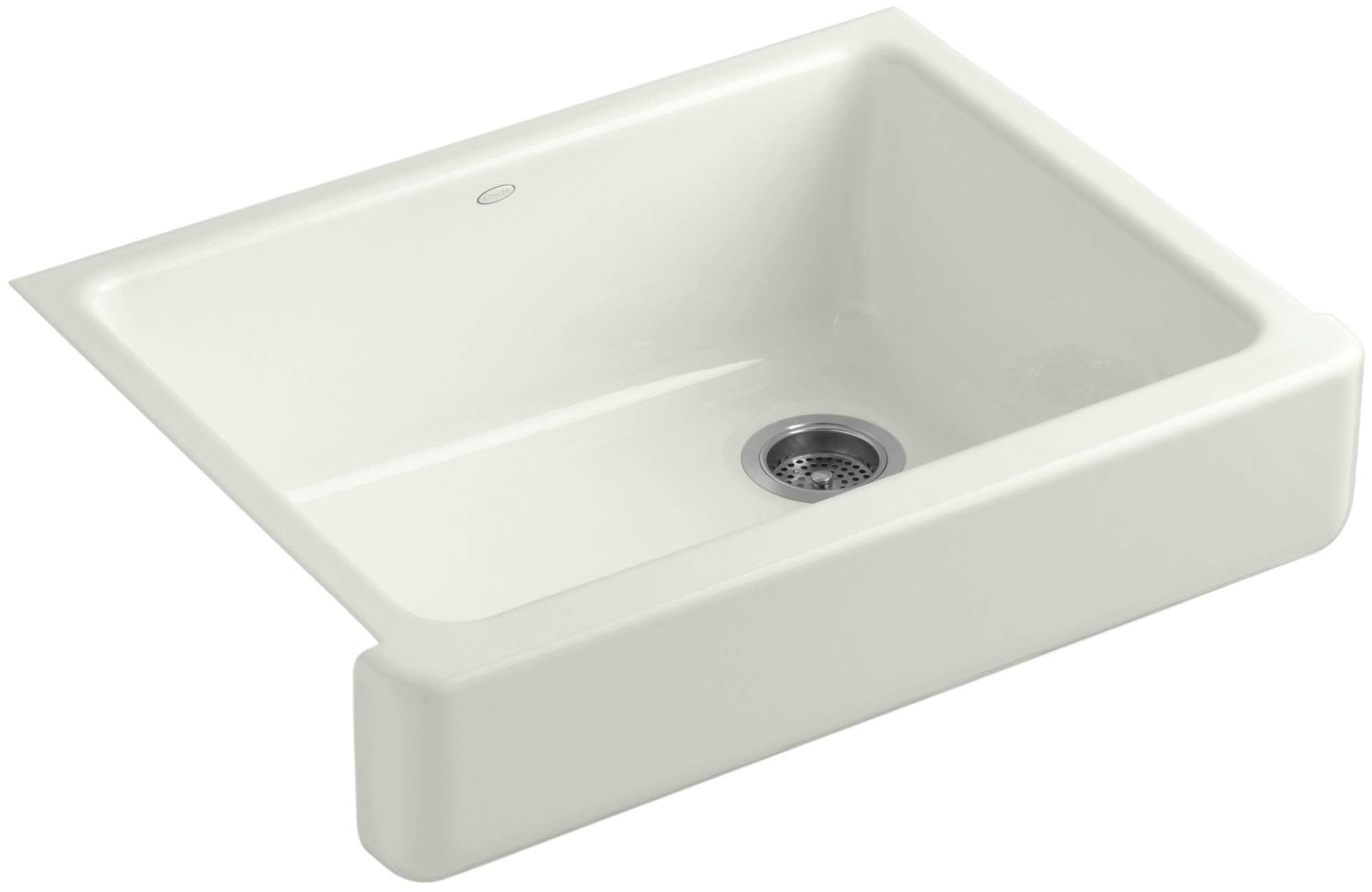 KOHLER Whitehaven 29-1/2 Farmhouse Sink, Self-Trimming Apron, Single Bowl Kitchen Sinks with Short Apron, K-6486-NY, Dune
