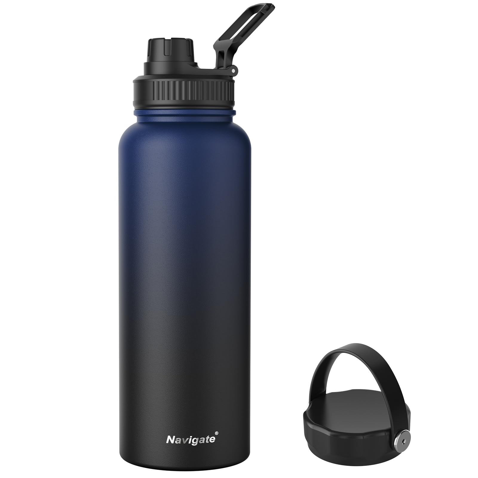 Navigate 40 oz Insulated Stainless Steel Sports Water Bottle with Spout & Handle Lids,Wide Mouth Water Jug with Double Walled Le