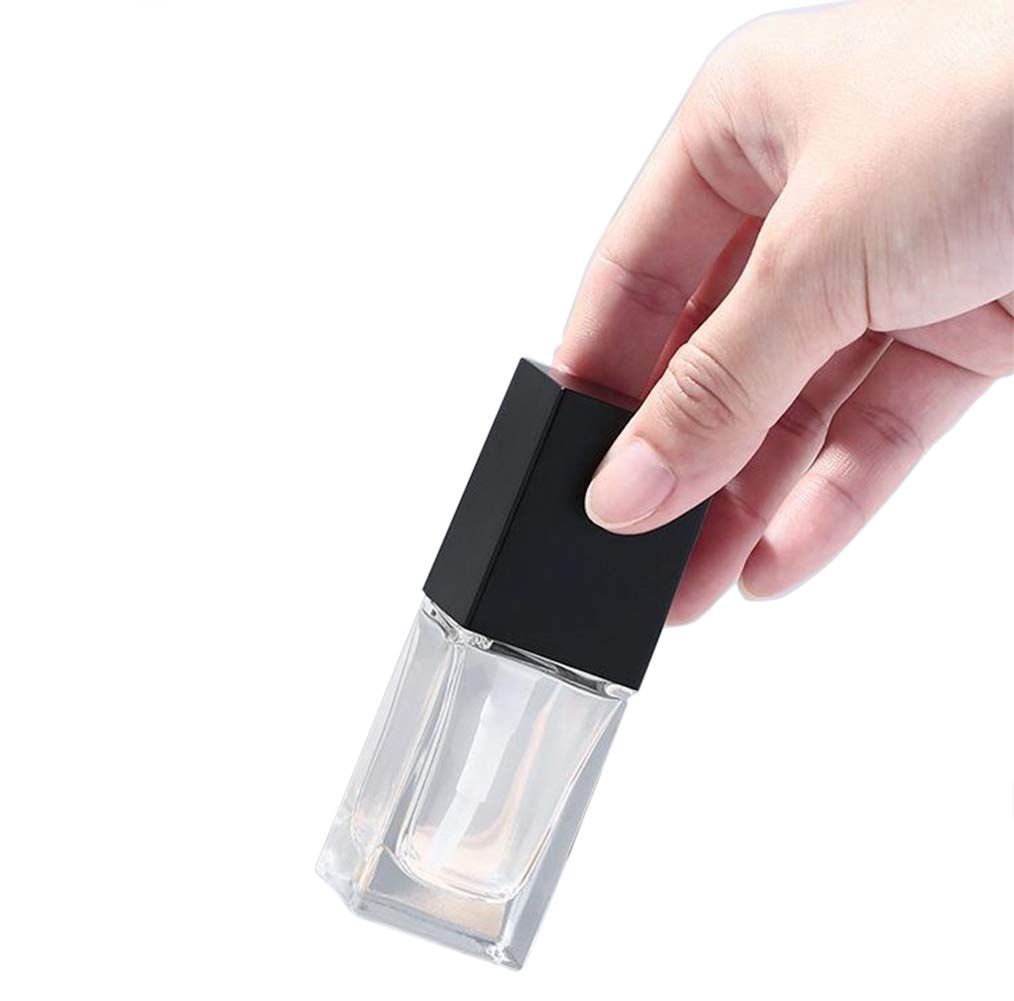 Usrommaner 4 Pack,0.5 Oz/15Ml Frosted Glass Essence Lotion Pump Bottle,Empty Square Cosmetic Container Travel Liquid Foundation