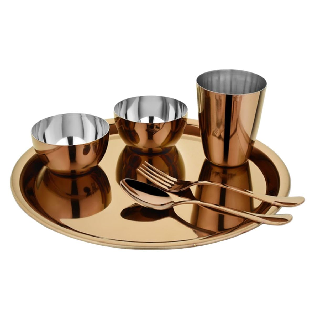 Regal Stainless Steel Thali Set  Elegant Dinnerware (Set Of 6, Rose Gold) | Or | Ramya Masala Box/Spice Box/Storage/Organiser