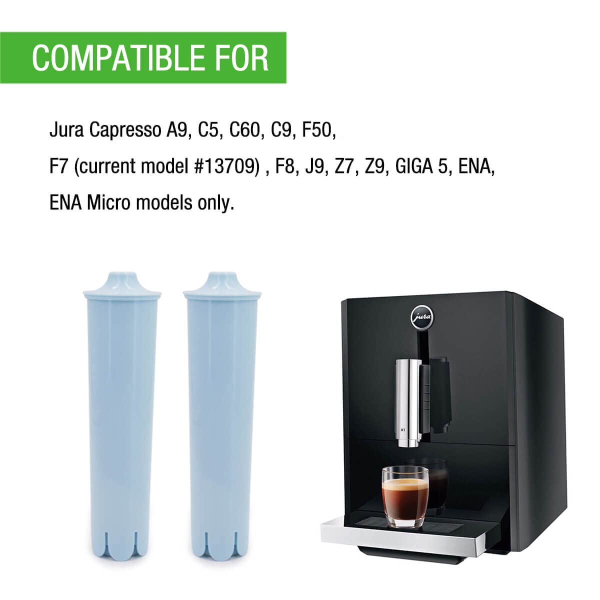 Pureup Replacement For Jura Water Filter, Compatible With Claris Blue Capresso Clearyl Coffee Water Filter, 4 Pack