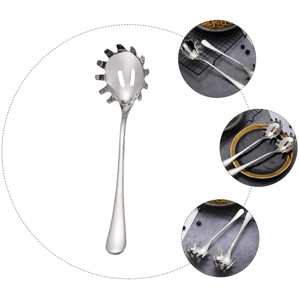 Cabilock Stainless Steel Spaghetti Server Spoon With Teeth Kitchen Noodle Scoop Dumpling Serving Claw Pasta Fork Server Ice Cube